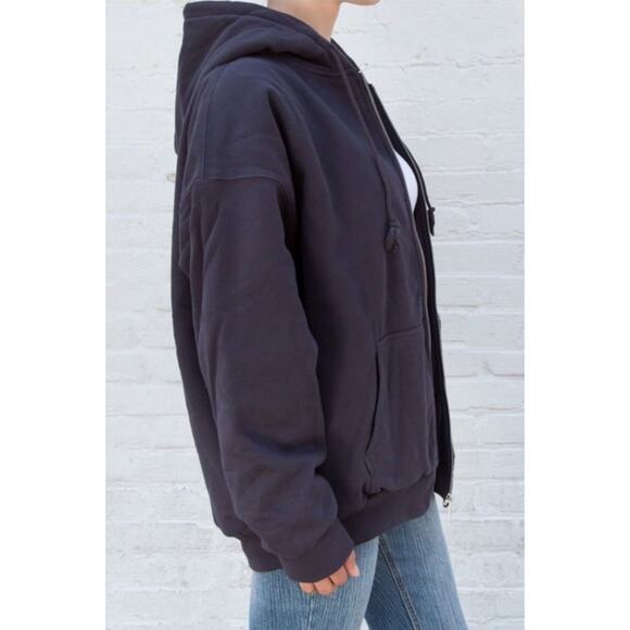 Brandy Melville Womens Blue Oversized Christy Plaid Hoodie Size Large XL NEW - Picture 15 of 16